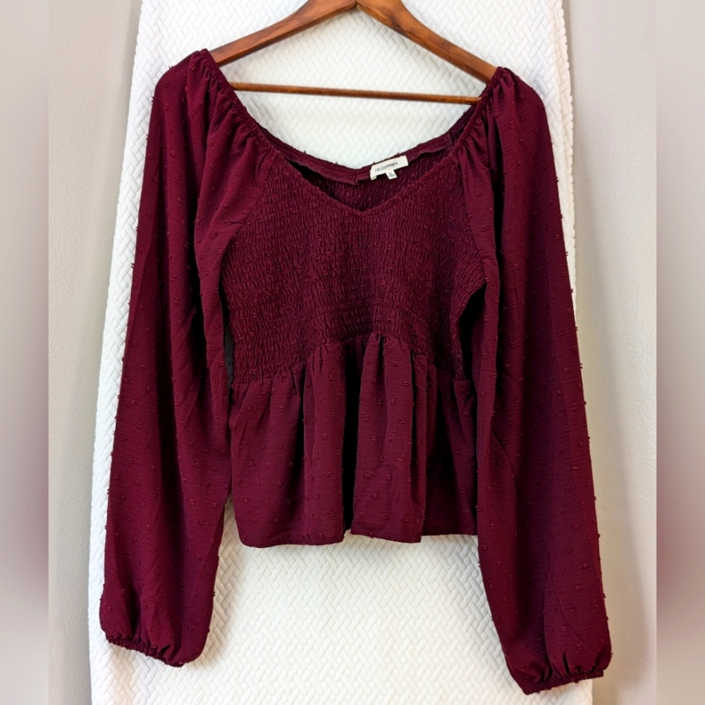 Maroon ruffled blouse